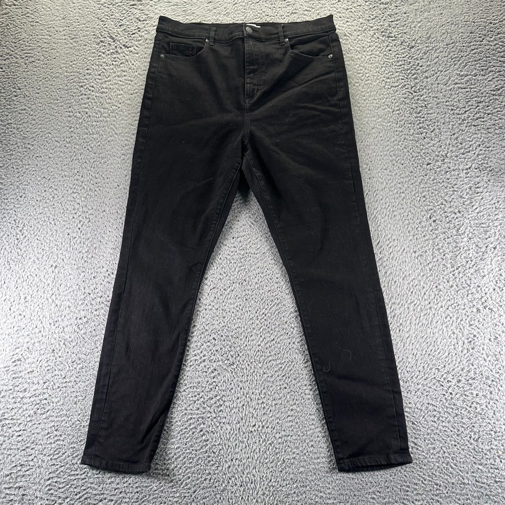 Loft Jeans Womens 14 Black Denim Skinny High Rise Dark Wash Streetwear Casual